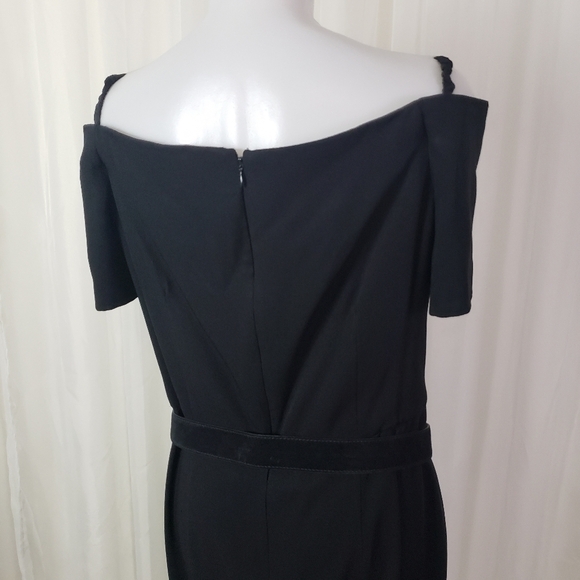 Vintage Scaasi black dress off the shoulder with skinny strap side boning 12 - Picture 10 of 12